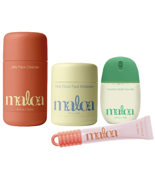 cleanser, moisturizer, face mist and lip balm